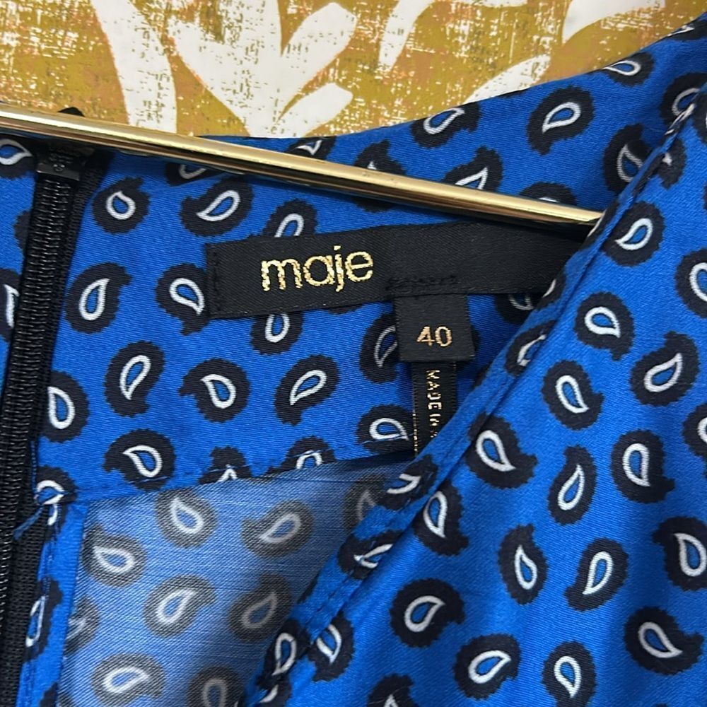 NWOT Maje Ilona Paisley Print Satin Ruched Playsuit Romper in Blue Sz EU40 US L - Picture 12 of 16